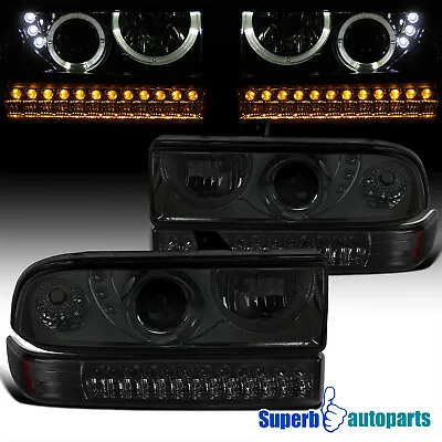 Fits 1998-2004 Chevy S10 Blazer LED Halo Projector Headlights+LED Bumper Lights • $145.31