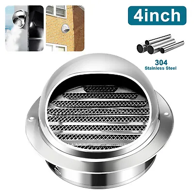 4in Duct Fan Soffit Air Vent 304 Stainless Steel Round Wall Outlet Grille Cover • $9.48