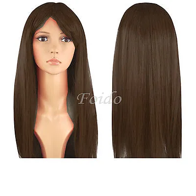 Womens 18” Full Long Fancy Dress Wigs Straight Cosplay Costume Ladies Wig Party • £6.95