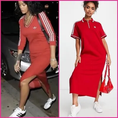 Adidas Red Maxi Dress UK 14 16 18 20 XL- XXL RARE! Jeremy Scott Rihanna • $211.36