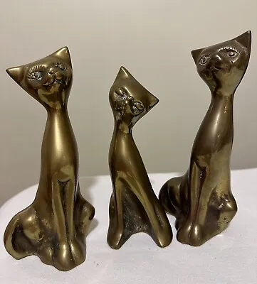 Vintage SIAMESE Brass Cat Figure Made In Korea Lot Of 3 • $45