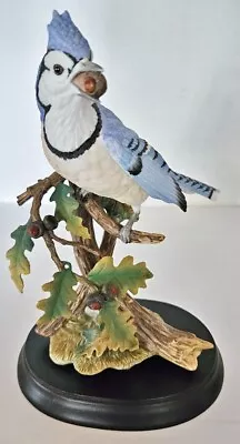 Maruri BLUE JAY With OAK Porcelain Bird Figurine-Songbird Serenade~Stand~7 ~Mint • $19.95