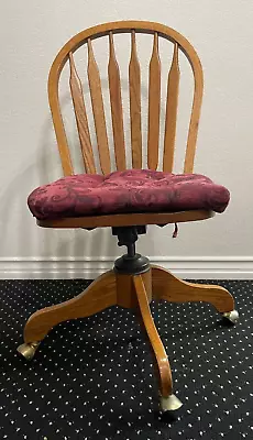 Oak Rolling Swivel Desk Chair • $149