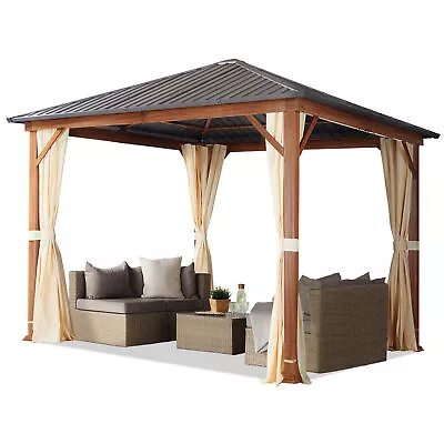 3x3m Garden Gazebo Forest Superior With Oak Finish Waterproof With 4 Sidewalls • £1499