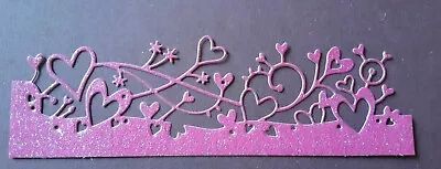 Memory Box Cherish Valentine Hearts   Border Die Cuts Dark Rose Pink Glitter X 6 • £2.10