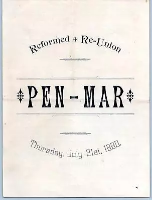 1890 Pen-mar Reformed & Re-union Religious Service Quezel Printer Martinsburg Wv • $29.95