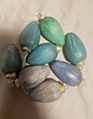 $11.98 • Buy Vaillancourt Chalkware Ornament Christmas Bulb Signed 1987 Retired Blue