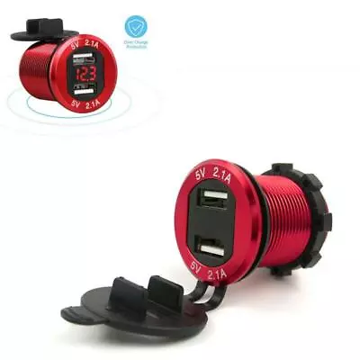 12V 4.2A Dual USB Auto Car Cigarette Lighter Charger Red LED Digital Voltmeter • $14.26