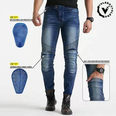 Mens Motorbike Pants Motorcycle Jeans Cycling Denim Trousers With CE Armour Gear • $95.99