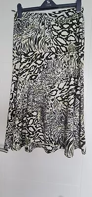 Envy White Black Neon Yellow Leopard Zebra Animal Print Mid Length Skirt 12 • £2.99