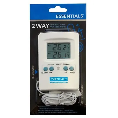 Essentials Min-Max Thermo Hygrometer Thermometer Grow Room Humidity Hydroponics • £21.50