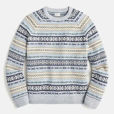 NWT J Crew 100% Wool Fair Isle Sweater In Heather Stone (Various Sizes) • $119.99