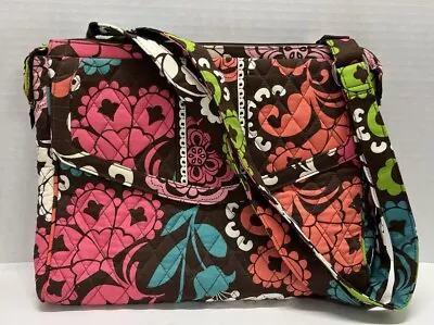 Vera Bradley Laptop Tote Shoulder Bag Purse 12”x 10” Brown Floral • $14.98