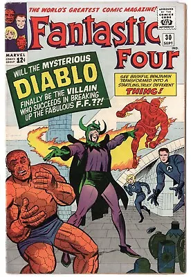 FANTASTIC FOUR 30  Glossy Fine 1964  FF In Transylvania Battle Diablo / Kirby • $89