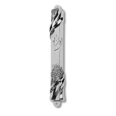 Mezuzah Case Metal Silver-Tone Jewish  Blessing For Home Old City Design • $19.99