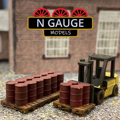 N Scale Gauge 1:148 Forklift Truck And Barrels Set (Warehouse Fuel Yard) 1:160 • $19.18