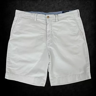 Polo Ralph Lauren Shorts Mens Size 36 White Flat Front Chino 9  Inseam Blue Pony • $19.95