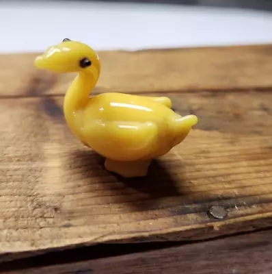 Vintage Miniature Art Glass Yellow Duck Figurine • $4.99