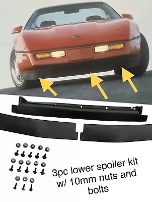 84-90 Corvette C4 Lower Front Bumper Air Dam Spoiler 3 Piece Set #C485spoilwbolt • $63.95