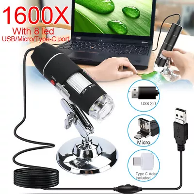 USB 1600X Zoom Digital Microscope Camera Endoscope Magnifier For Phone/PC/Tablet • $25.69