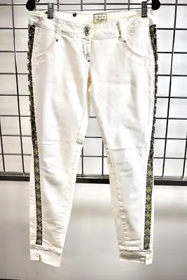 MET Italian White Jeans Beaded Pants Size 30 On Sale Ns • $21.75