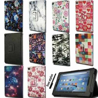 £2.99 • Buy For Amazon Fire 7/HD 8/8 Plus/HD 10-Leather Tablet Stand Folio Cover Case+Stylus