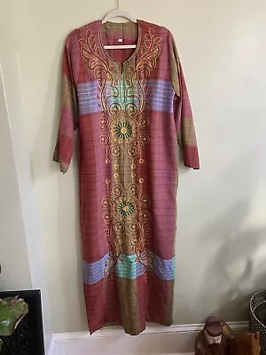 NWOT Embroidered Front 3/4 Sleeves Maxi Kaftan Dress. Size M/L • £19.28