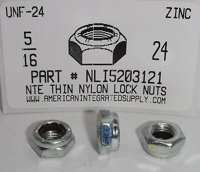 5/16-24 Thin Hex Nylon Insert Lock Nuts NTE Series Steel Zinc Plated (30) • $11.75