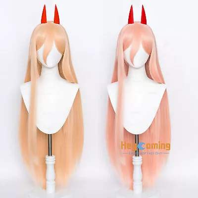 Anime Chainsaw Man Makima Power Cosplay Horns Wig Long Synthetic Hair Party Prop • $10.22