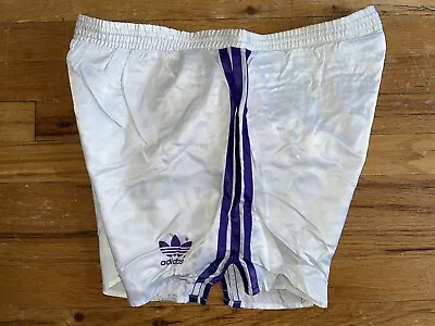 RARE Adidas Nylon Shorts Vintage 80’S D7 LARGE Sprinter Shiny Satin Retro Glanz • $46.99