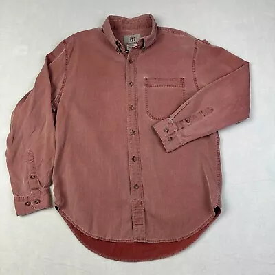 Vintage Territory Ahead Silk Blend Shirt Mens Medium Red Striped Button Up • $26.88