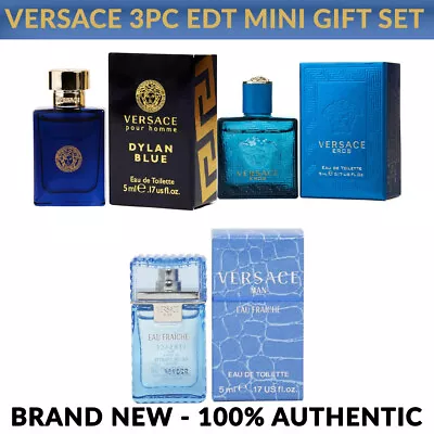 3pc Mini Gift Set Versace Dylan Blue Eros Men Man Eau Fraiche 5ml/0.17ozNEW! • $28.29