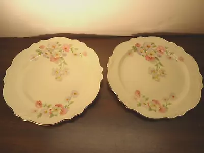 Homer Laughlin Virginia Rose Fluffy Rose Luncheon Plates Set Of 2 Vintage Dishes • $20