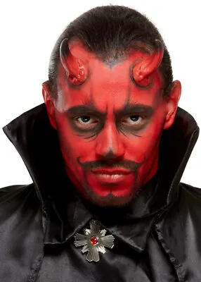 Halloween Stick On Red Demon Horns Devil Make-Up Kit • £12.99