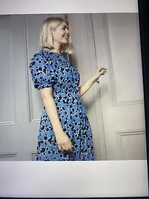 M&S Holly Willoughby Floral Tie Neck Waisted Midaxi Size 14  • £25