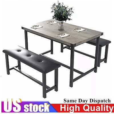 3 Piece Dining Set Table With Upholstered Benche Dinette For Small Space Kitchen • $148.99