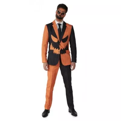 Evil Jack-O-Lantern Opposuit Suitmeister Halloween Suit Costume Pinstripe No Tie • $29.99