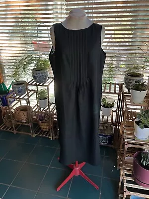 NWT J.JILL Sleeveless BLACK 100% Linen Pintucks A-Line Dress XL • $20