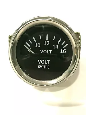 Volt Gauge Fits Smiths Style Black Dial Chrome Bezel • $48.07