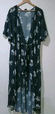 City Chic Plus Size M Enthral Me Navy Floral Chiffon Wrap Maxi Dress • $25