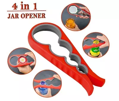 Opener 4 In 1 Multi Purpose Can Jar Lid Bottle Top Screw Remover Tool • £3.29