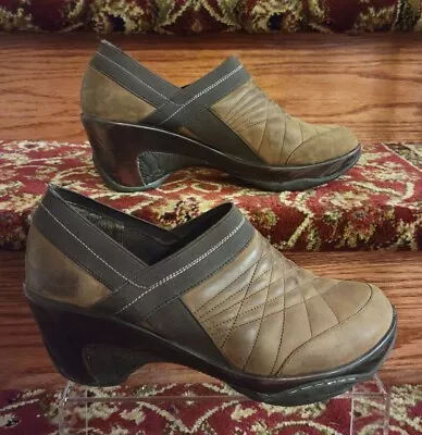 J-41 Adventure On Paris Quilted Brown Leather Clogs / Shoes Womens Size 9 M  • $18.99