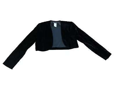 Vintage Rhapsody Womens Black Cropped Blazer Bolero Sz 10 Velvet Shrug 80’s MTV • $12.50