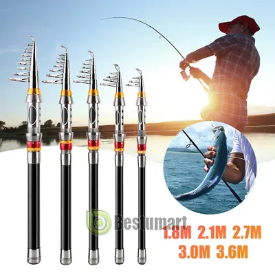 2.1M-3.6M High Carbon Fiber Telescopic Fishing Rod Stream Fly Fishing Hand Pole • $13.99