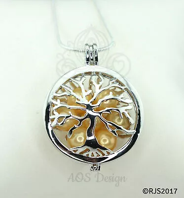 Family Tree Pearl Cage Necklace Silver Locket Tree Of Life Charm Mother Gift • $16