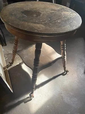 Antique Quarter Sawn Oak Parlor Table With Large Claw Feet And Glass Balls 1800s • $675