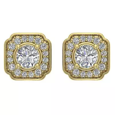 Halo Cluster Stud Earrings I1 G 0.80 Carat Natural Round Diamond 14K Gold 8.30MM • $1159.99