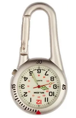 Silver Clip On Carabiner FOB Watch White Face For Doctors Nurses Paramedics • £8.49