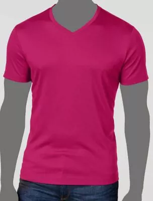 $20.47 • Buy $50 Alfani Men's Pink Soft Stretch Short-Sleeve V-Neck T-Shirt Size Large