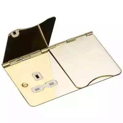 £6.99 • Buy 2 Gang 13a Unswitched 2g Flat Plate Floor Socket Switch Outlet Polished Brass